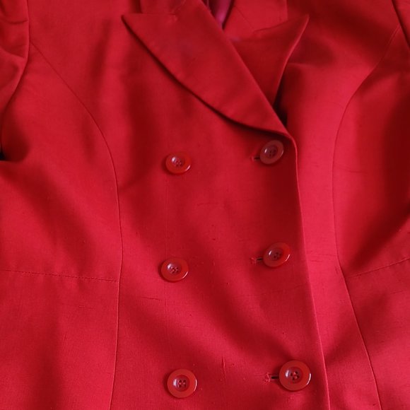 Vintage Red Valerie Stevens 100% Silk 2-Piece Skirt & Jacket Suit-Size 6 - Picture 3 of 11